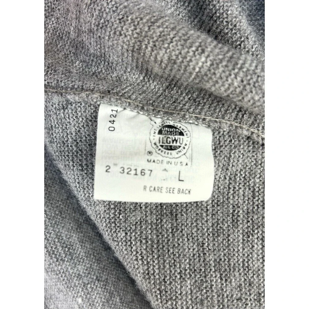 Vtg Arnold Palmer Gray Acrylic Union Made Cardigan Sweater Grandpa Large